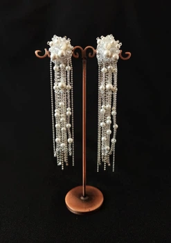 Серьги свадебные с жемчугом Ksenija Vitali White silver SB-0031