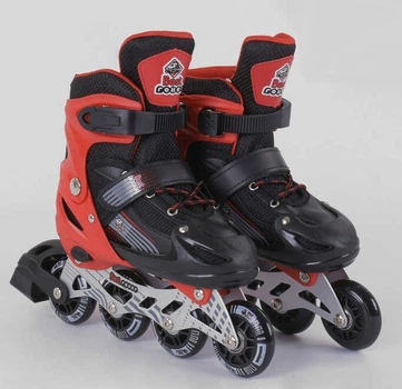 Роликовые коньки Best Roller (30-33) PVC колёса, свет на переднем колесе, в сумке Black/Red (98860)