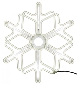 Неоновая фигура снежинка новогодняя 60х60 см с эффектом падающей LED капли холодная белая