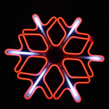 Неоновая фигура снежинка новогодняя 60х60 см с эффектом падающей LED капли красная