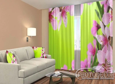 ФотоШтори PHOTODECOR "Квіти на зеленому тлі"