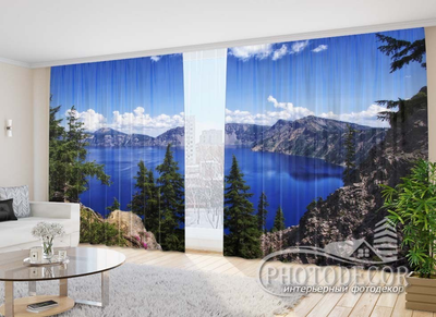 Фото Штори PHOTODECOR "Блакитне озеро біля скель 2"