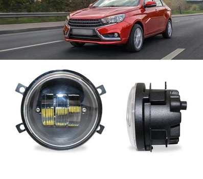 Светодиодная противотуманная балка, фара Led круглая 90мм 3,5" OPEL, PEUGEOT, RENAULT, FORD, Citroen Металл Белые Avtoexpect комплект (05388)