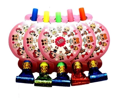 Язычки гудки детские карнавальные праздничные Куклы Лол розовые набор 5 шт