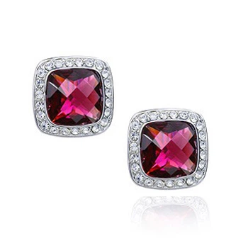 Сережки з кристалами Сваровські 85169XB 2см*20мм Червоний;Білий