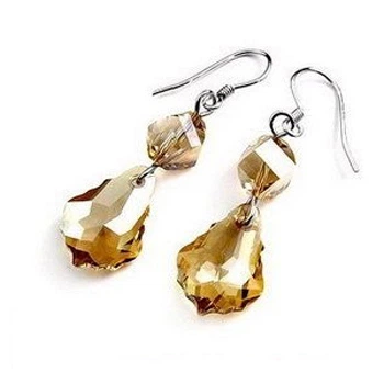 Серьги с кристаллами Сваровски 980272 4см*12мм Медовый;Янтарный
