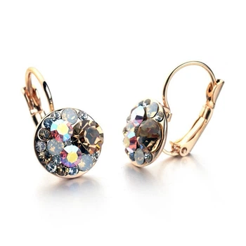 Сережки з кристалами Сваровські 881062xb 2,3см*13мм Різнокольорові