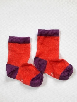Термоноски детские BabyKo Merino. Носки из шерсти мериноса 90%. Размер 12. Оранжево-фиолетовые