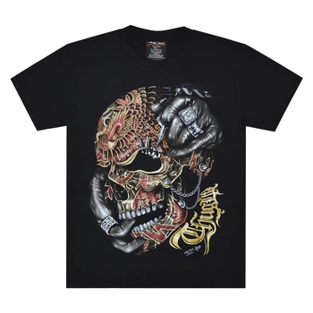 Футболка Rock Chang Skull With Dragon Tattoo (3D, светится в темноте) Черный (00000009268), Размер M