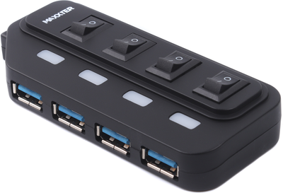USB-хаб Maxxter HU2A-4P-AC-02 Black