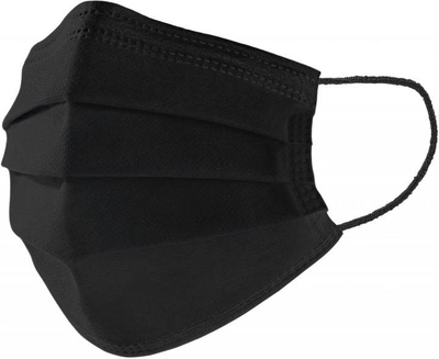 Стерильная защитная черная маска трехслойная (200 шт.)