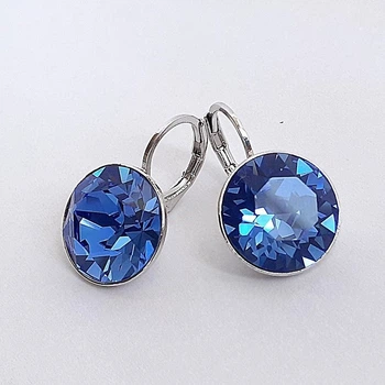 Серьги родированные с камнями Swarovski