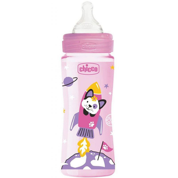 Пляшечка для годування Chicco пластикова Well-being Physio Colors з силіка. соскою 4м+ 330 (28637.10)