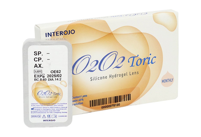 Контактні лінзи Interojo O2O2 toric (Упаковка - 6 лінз) ( CYL -0,75 )( AXE 30 ) -3,5