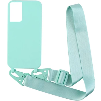 Чохол Crossbody з довгим кольоровим пасочком для Samsung Galaxy S21 Ultra Бірюзовий Без бренду