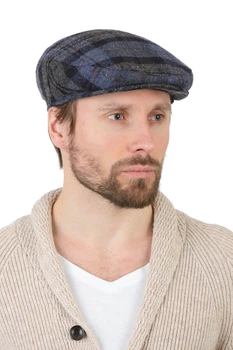 Кепка синя в клітинку з твіду Balke Fashion (SC470532)