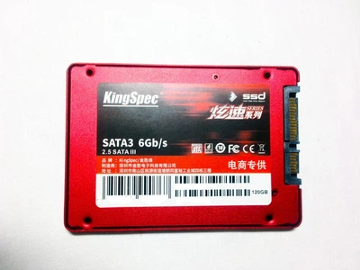 SSD 120 Gb KingSpec Sata III 2.5" в подарочной упаковке NAND Flash: 3D QLC металлический корпус красный металлический цвет