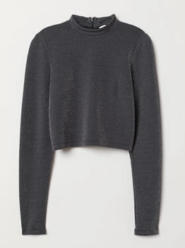 Блестящая блуза H&M 0674863 XL (58419XL) Серый