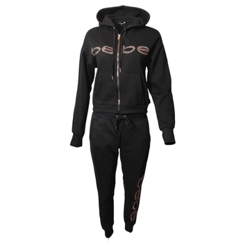 Спортивный костюм bebe с логотипом BEBE SPORT, черный, BB1226A, размер S.