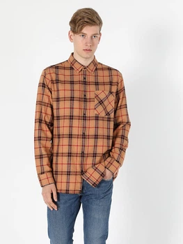 Рубашка хлопковая мужская Colin's CL1056033 S Milky Brown (8682240951551)