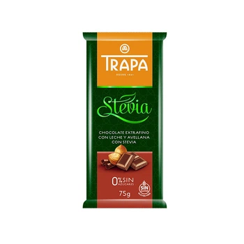 Шоколад Trapa STEVIA молочний з фундуком, 75г