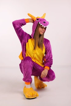 Піжама Кигуруми Kigurumi Дракон Спайро Динозавр Для Дітей І Підлітків Фіолетовий 145-155 див. (1025/1)