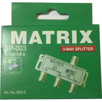 Splitter 3-WAY MATRIX SP-004 5-100MHz, Разветвитель для эфирного, кабельного ТВ, корпус металл (A_SP_MSP3)