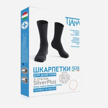 Шкарпетки для діабетиків зі сріблом Tiana SilverPlus 725 38-40 Чорні (4820192752565)