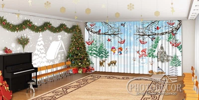 Новогодние Фото Шторы в детский сад PHOTODECOR "Сказочная зима"