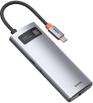 USB-хаб Baseus Metal Gleam Series 6-in-1 Type-C Gray (CAHUB-CW0G)
