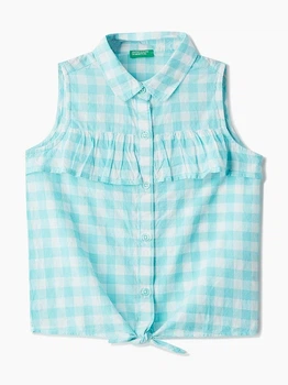 Рубашка в клеточку Benetton 5CJM5QFP0 82 cm (8762082cm) Голубой