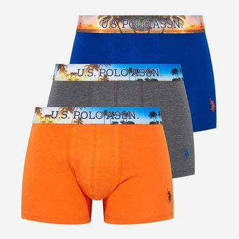 Набір трусів-боксерів чоловічих US Polo Assn 80434 XL 3 шт Синій/Жовтогарячий/Сірий меланж (8680557298437)