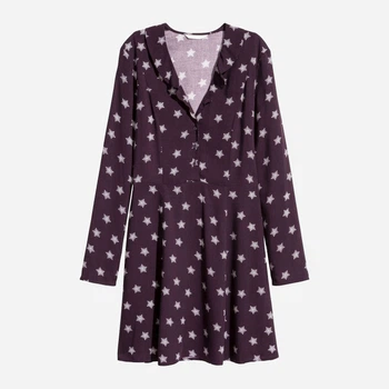 Платье-рубашка короткое летнее женское H&M 0594345 34 Бордовое (KAY2000001106594)