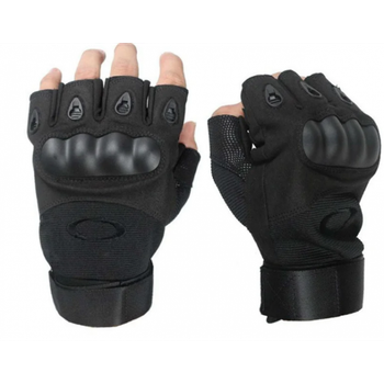 Мужские перчатки тактические Oakley беспалые черные размер М окружность ладони 19-21 см (EL-711-V )