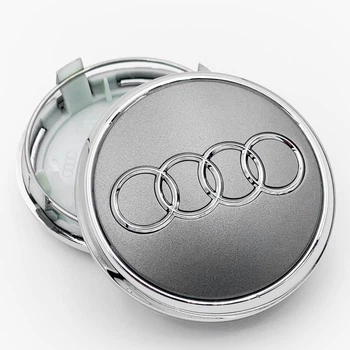 Ковпачки (заглушки) в литі диски AUDI (Ауді) 77 мм Сірий, обідок Хром CountryMan
