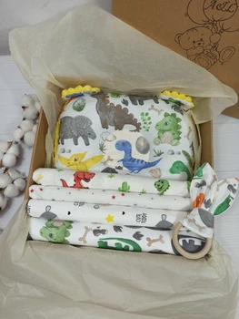Набор пеленок для новорожденных a.l.babybox Дино Желтые