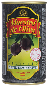 Маслини чорні без кісточки Maestro de Oliva 360 г