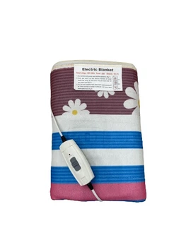 Электропростынь полуторная LUX 120x155 см, синяя цветы