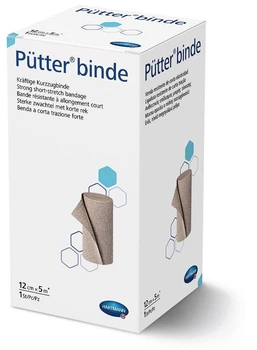 Прочный эластичный компрессионный бинт короткой растяжимости Putter binde/Пюттер биндэ 12см х 5м 1шт