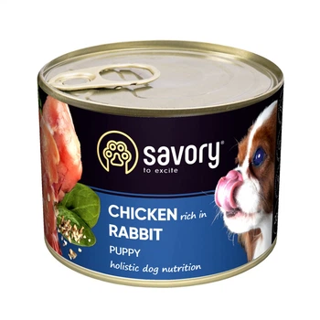 Влажный корм для щенков Savory с курицей и кроликом, 200г
