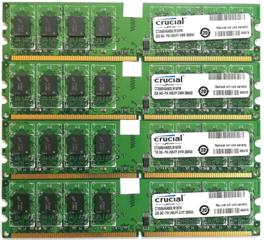 Комплект оперативной памяти Crucial DDR2 8Gb (4*2Gb) 800MHz PC2 6400U CL6 (CT25664AA800.M16FM) Б/У