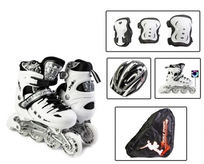 Детские ролики с защитой и шлемом Scale Sports, размер 34-37, Белые