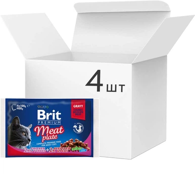 Упаковка влажного корма для кошек Brit Premium Cat мясная тарелка 4 шт по 100 г (8595602506262)