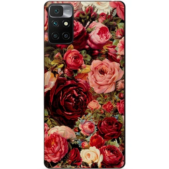 Чехол бампер для Xiaomi Redmi Note 11 Красные розы Черный