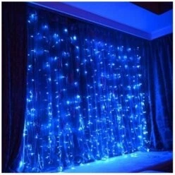 Гірлянда штора Водоспад 3х2 м320 LED , світлодіодна синя гірлянда 3 на 2 Штора в підлогу синій колір на прозорому кабелі 3*2 новорічна гірлянда