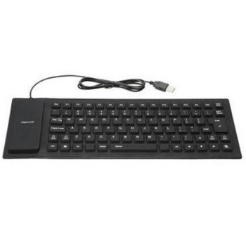 Гибкая клавиатура силиконовая Flexible Wave Keyboard проводная с защитой от воды Черная