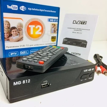 Тюнер цифровой эфирный телевизионная приставка приемник T2 с просмотром YouTube MG 812 TV с функциями Wi-Fi, IPTV, USB Черная
