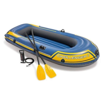 Двухместная надувная лодка Intex 68367 (236 х 114 х 41 см) Challenger 2 Set + Пластиковые весла и ручной насос