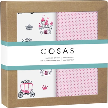 Набор пеленок Cosas Бязь Castle Carriage Rose Dots Malina 80 х 100 2 шт (4822052074602)