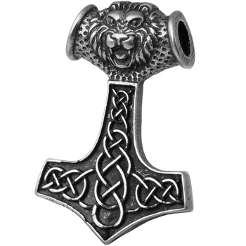 Амулет кулон Молот Тора Львиная Голова Semantic Jewelry Серебрение 3.4 x 2.3 x 0.7 см